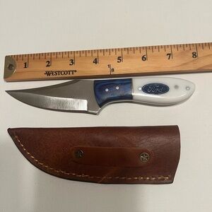 New 8"‎ Ford Stainless Knife with a Leather Sheath (C4)